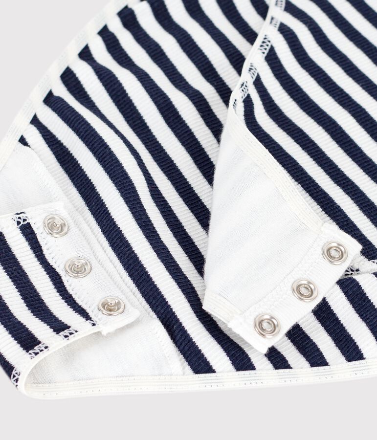 Women's short-sleeved stripy cotton body blue/white