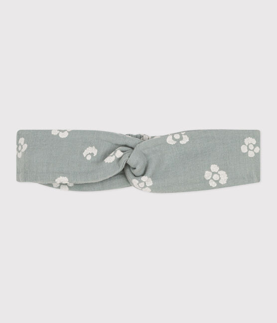 Bandeau bébé en gaze de coton imprimé fleurs PAUL blue/MARSHMALLOW white