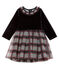 Baby Girls' Long-Sleeved Dual Material Dress NOIR black/MULTICO CN white