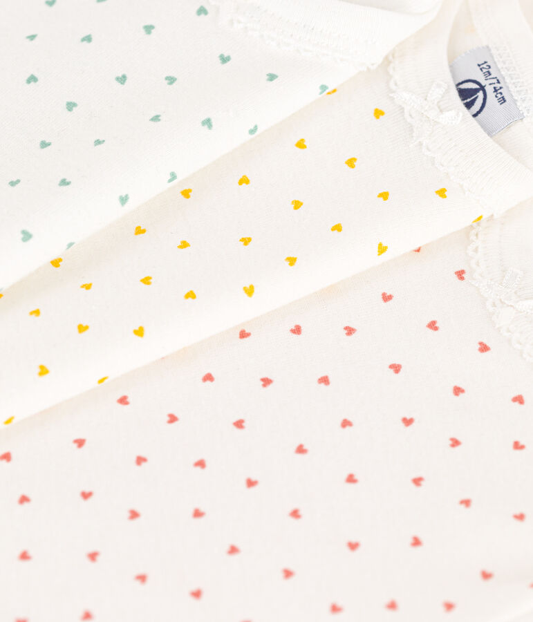 Short-Sleeved Cotton Heart Bodysuits - Pack of 3 multicolor