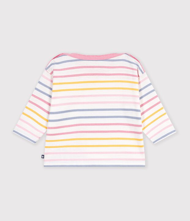 Babies' cotton Breton top white/multicolor