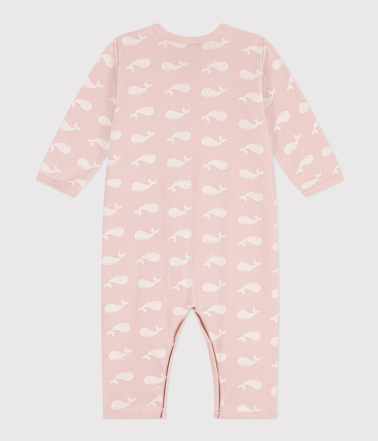 Babies' Printed Footless Cotton Sleepsuit pink/white