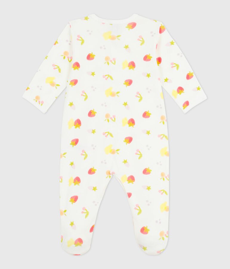 Babies' fruit print cotton pyjama suit MARSHMALLOW white/MULTICO white