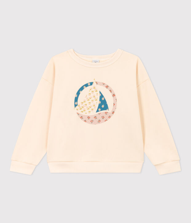 Girls' fleece sweatshirt Ecru