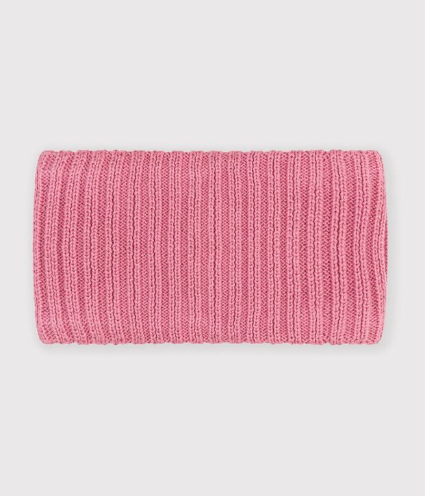 Babies' plain fleece-lined knitted snood pink