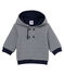 Baby boys' striped padded hooded Sweatshirt SMOKING blue/MARSHMALLOW white