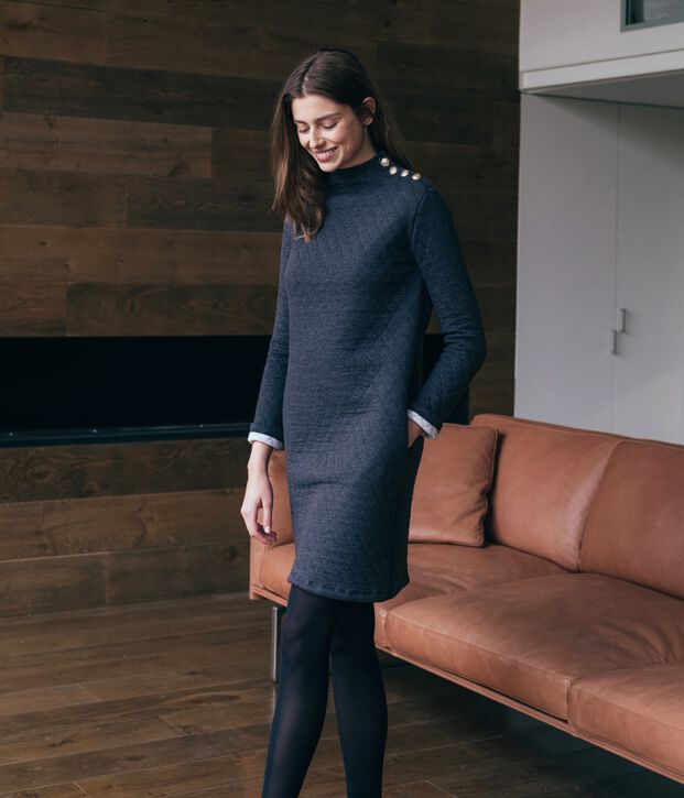 Women's Long-Sleeved Tube Knit Dress black