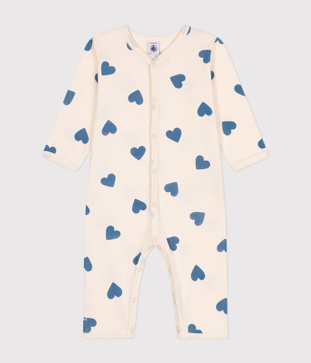 Babies' printed cotton footless pyjama suit blue/blue