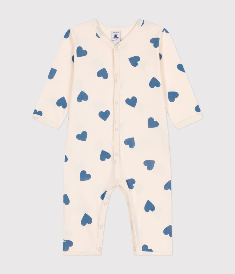 Babies' printed cotton footless pyjama suit Ecru/blue