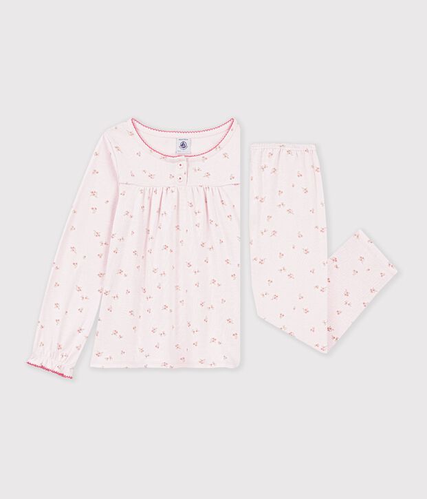 Children's cotton pyjamas with floral ruffles pink/multicolor