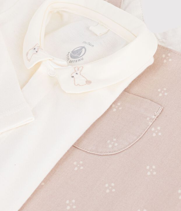 Babies' dungarees and body set in cotton with a plain collar multicolor