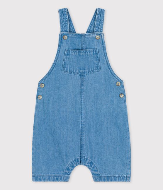 Babies' Organic Light Denim Dungaree Shorts DENIM CLAIR blue