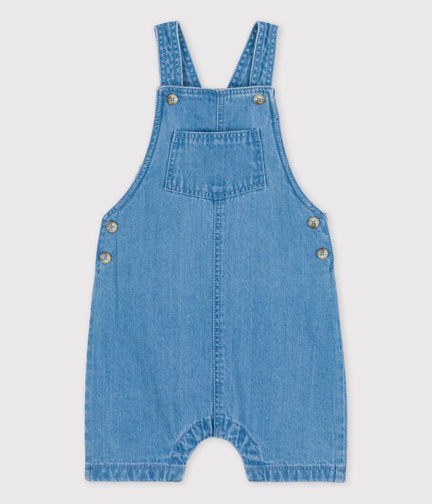 Babies' Organic Light Denim Dungaree Shorts blue