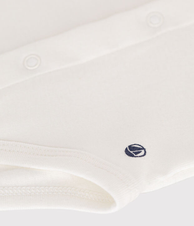 Babies' Short-Sleeved Bodysuit with a Collar white