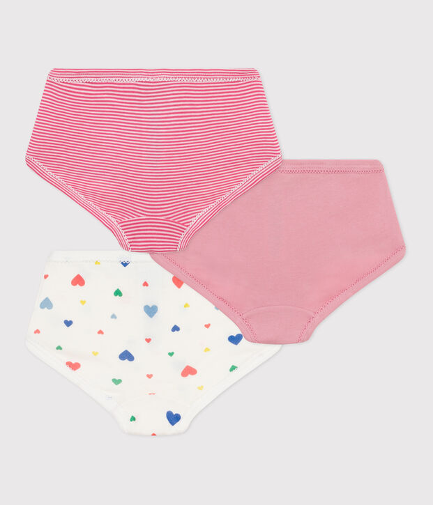 Pack of children's high-waisted heart-print cotton pants multicolor