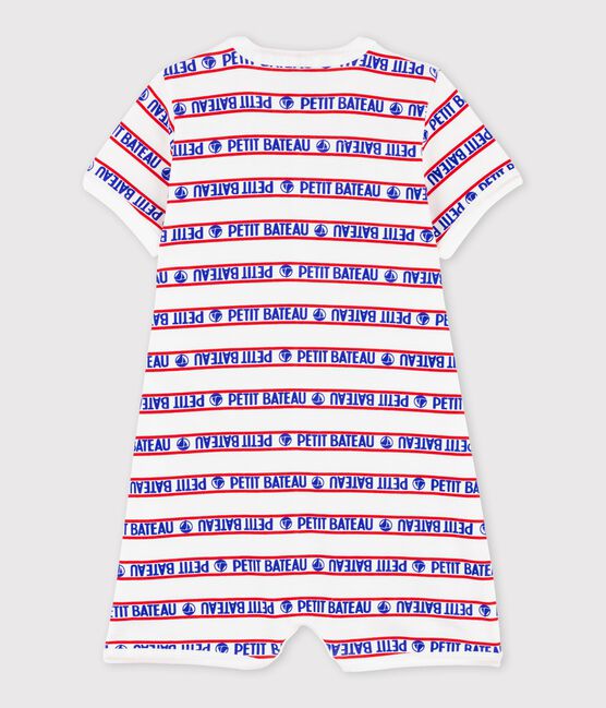 Babies' Petit Bateau Cotton Shortie MARSHMALLOW white/TERKUIT red/MULTICO