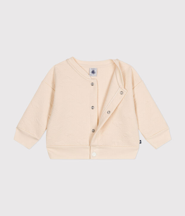 Babies' quilted tube knit baseball jacket Ecru