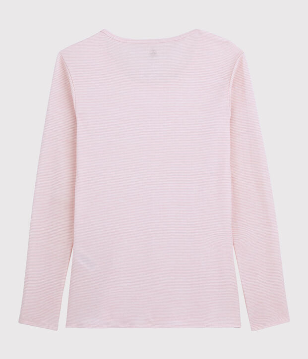 Women's wool and cotton blend T-shirt pink/white