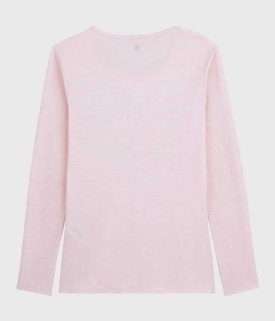 Women's wool and cotton blend T-shirt CHARME pink/MARSHMALLOW white