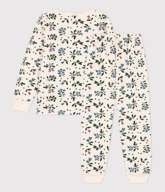 Girls' Floral Fleece Pyjamas AVALANCHE white/MULTICO