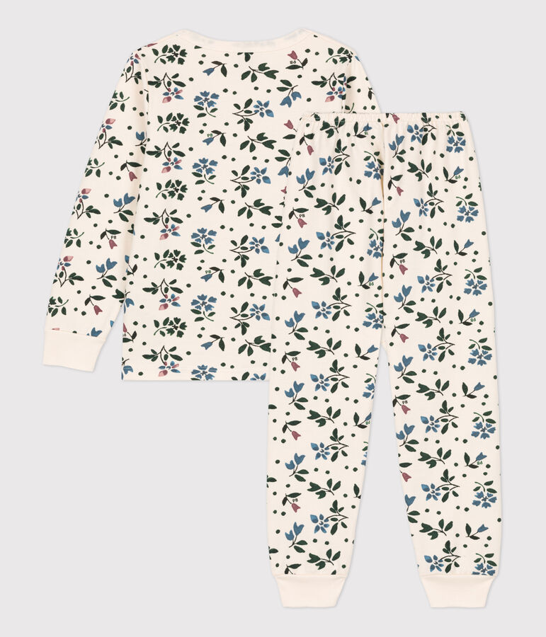 Girls' Floral Fleece Pyjamas Ecru/multicolor