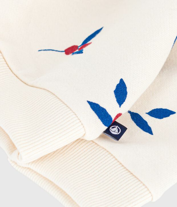 Babies' sweatshirt in berry-print cotton with ruffles Ecru/multicolor