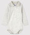 Baby's long-sleeved bodysuit with polo neck BELUGA CHINE grey
