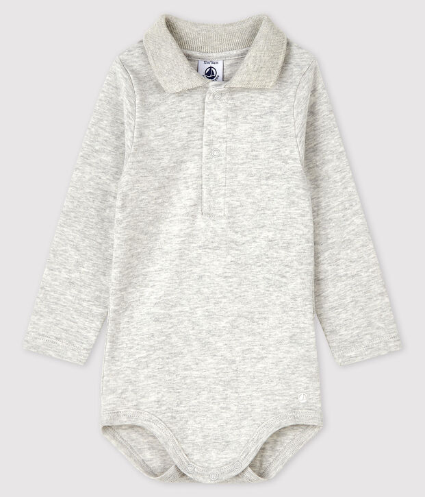 Baby's long-sleeved bodysuit with polo neck BELUGA CHINE