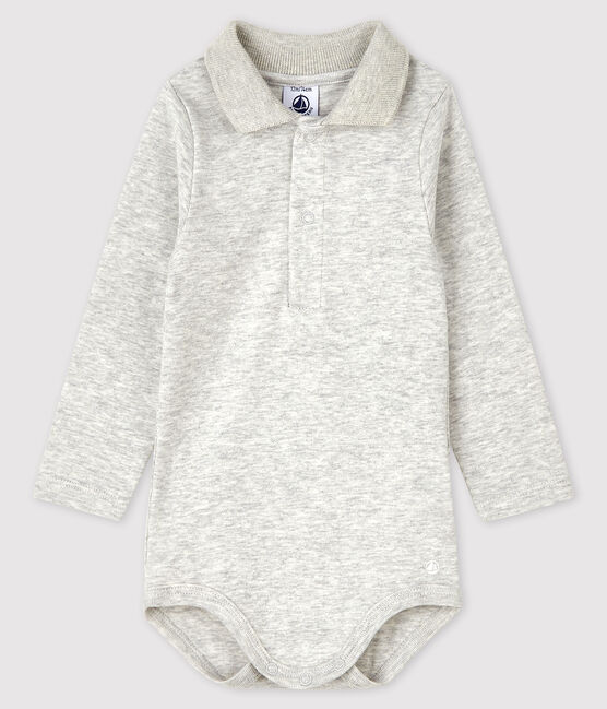 Baby's long-sleeved bodysuit with polo neck BELUGA CHINE grey