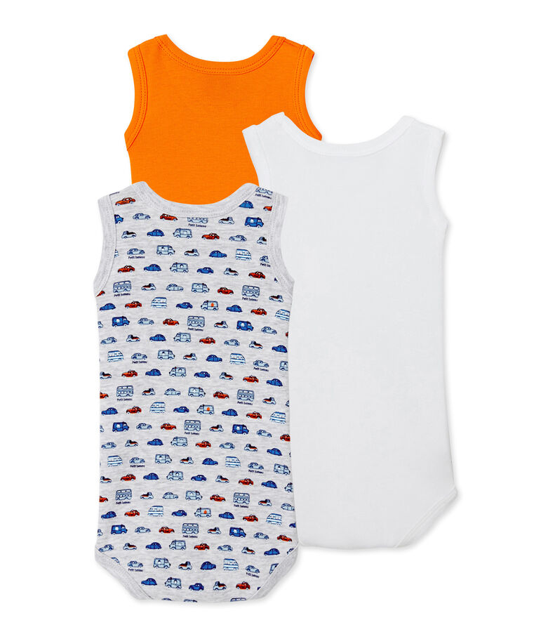 Pack of 3 baby boy sleeveless bodysuits white