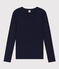 Women's iconic long-sleeved plain rib knit T-shirt SMOKING blue