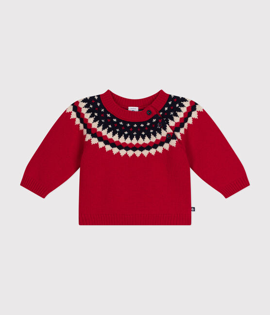 Babies' knitted jumper containing wool STOP red/MULTICO