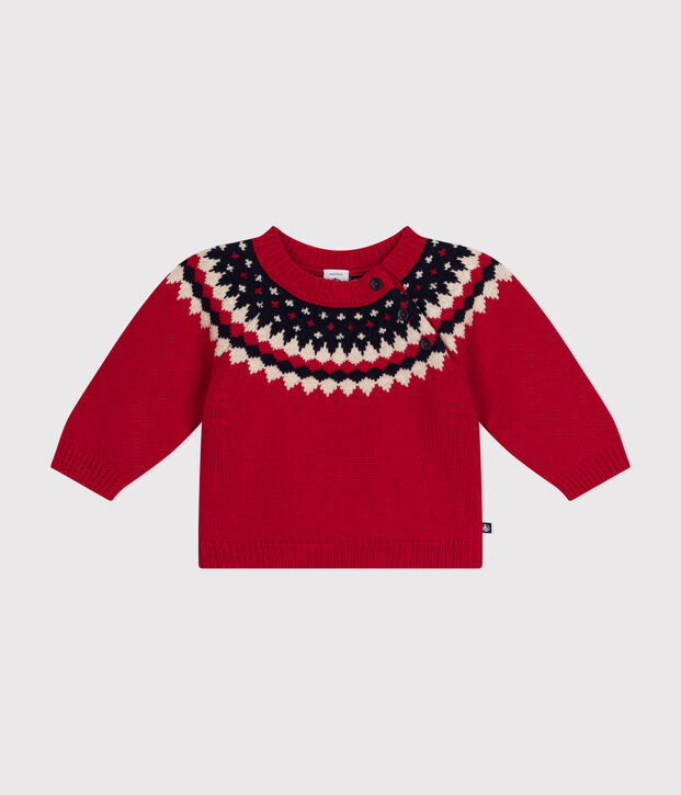 Babies' knitted jumper containing wool red/multicolor