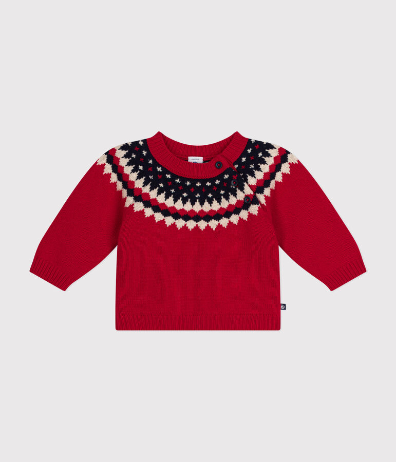 Babies' knitted jumper containing wool red/multicolor