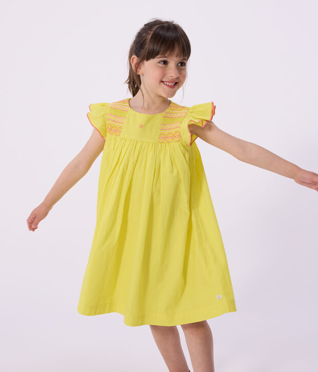 Children's short-sleeved cotton dress yellow