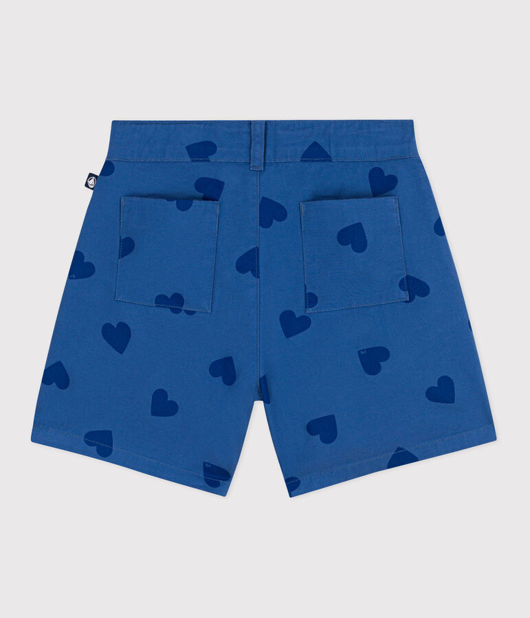 Children's heart-patterned cotton shorts blue/blue