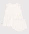 Babies' short-sleeved white honeycomb dress and bloomers MARSHMALLOW white