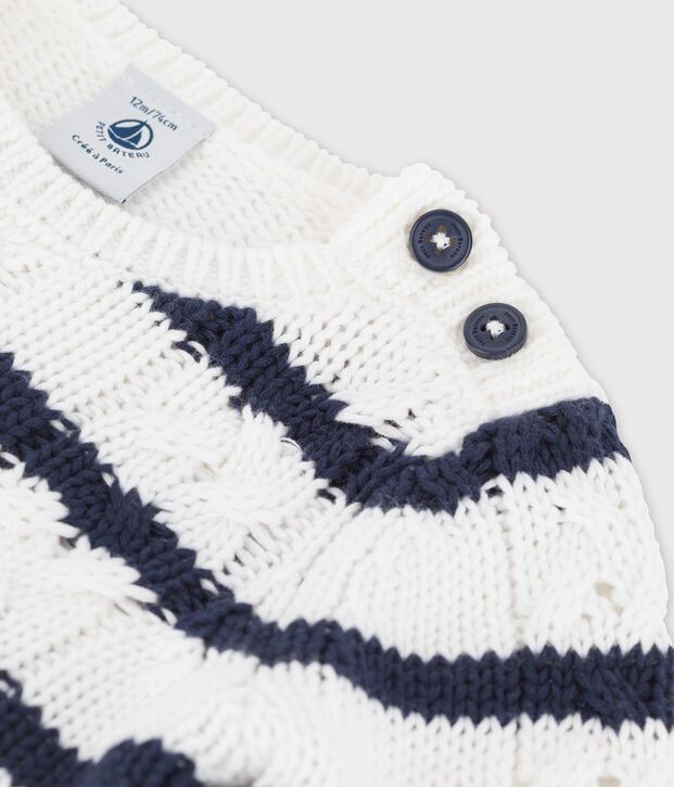 Babies' Cable Knit Jumper white/blue