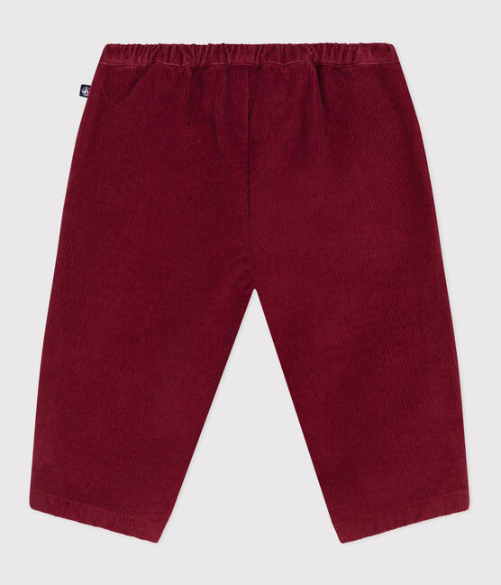 Babies' plain corduroy trousers AMARANTE
