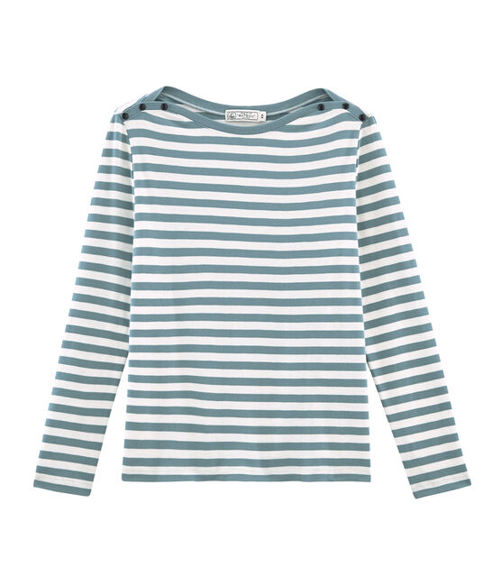 Women's long-sleeved t-shirt FONTAINE blue/MARSHMALLOW white