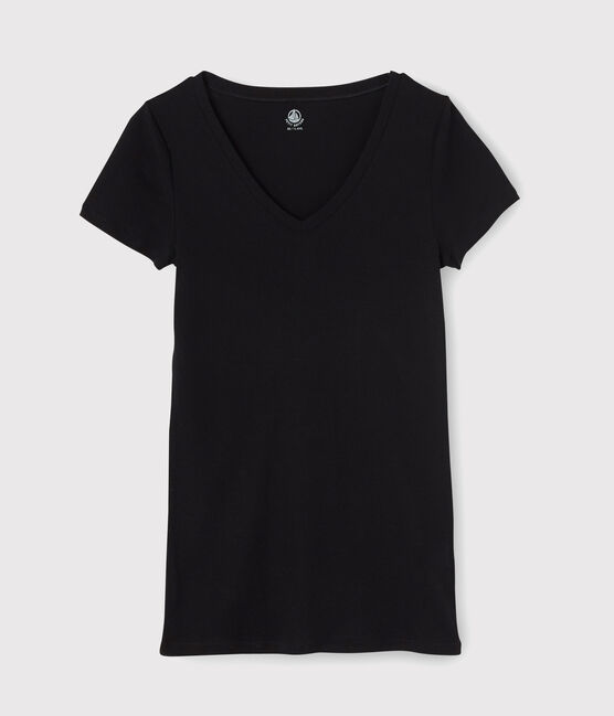 Women's Iconic Cotton V-Neck T-Shirt NOIR black