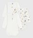 Pack of babies' long-sleeved Paris-print cotton bodies