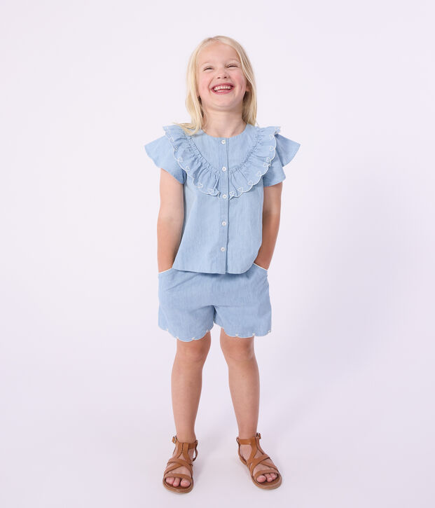 Children's plain cotton shorts blue
