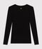 Women's long-sleeved dancer neck T-shirt   BLACK black