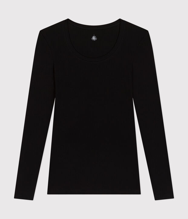 Women's long-sleeved dancer neck T-shirt black