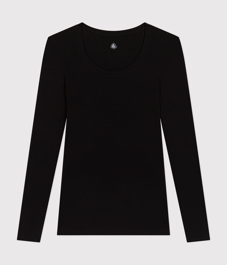 Women's long-sleeved dancer neck T-shirt black