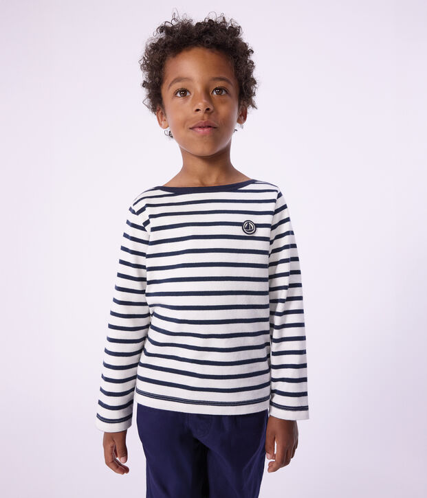 Children's Unisex Organic Cotton Breton Top white/blue