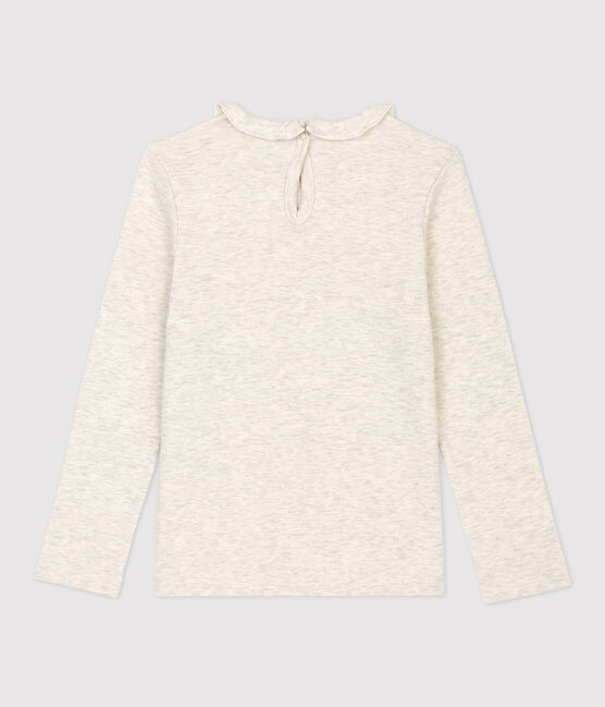 Girls' Long-Sleeved Cotton T-Shirt MONTELIMAR CHINE beige
