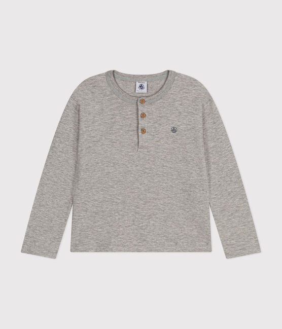 Boys' long-sleeved cotton T-shirt CHATON CHINE grey