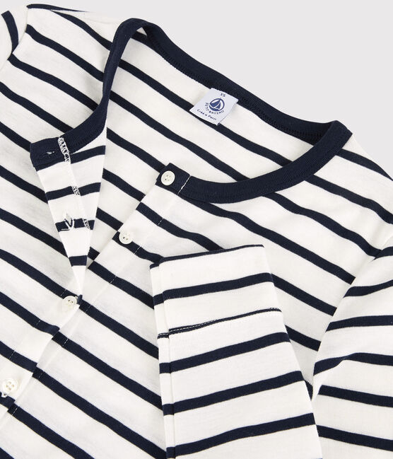 Women's Iconic Striped Cotton Cardigan MARSHMALLOW white/SMOKING blue